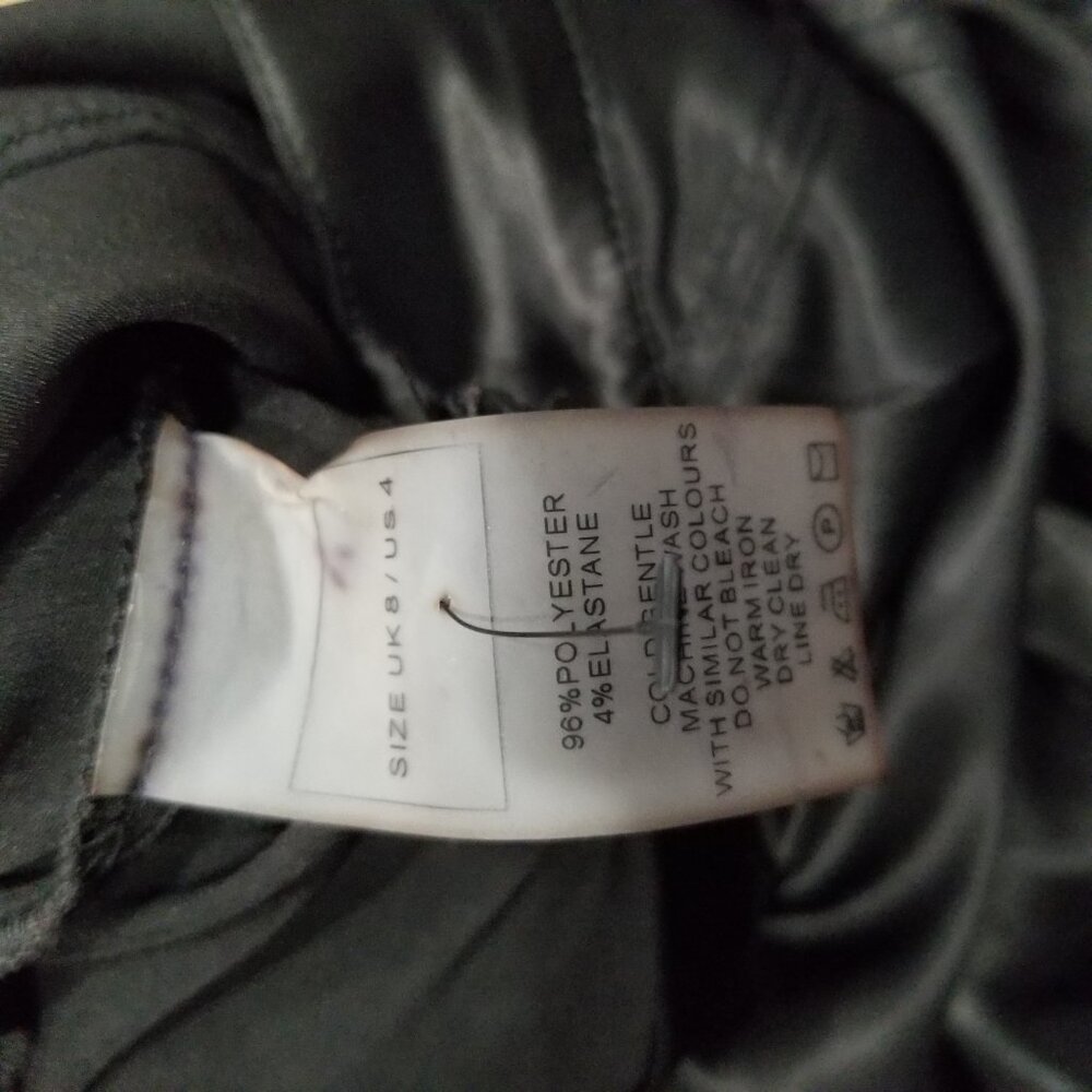 Maniere De Voir Leather Flared Trousers Black High Rise Pants Size 4 - Picture 5 of 11